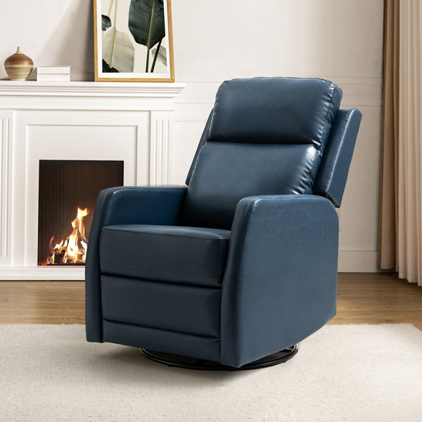 Blue leather swivel rocker recliner new arrivals